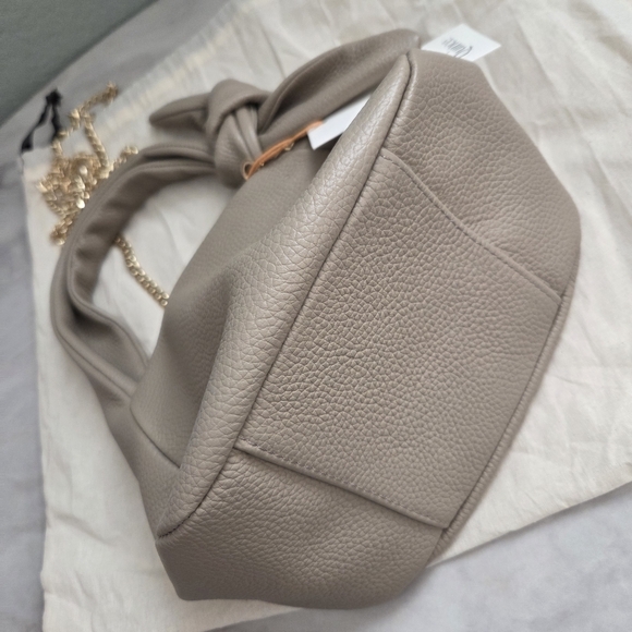 Quince Leather Mini Bow Bag Crossbody In Taupe - Picture 4 of 9
